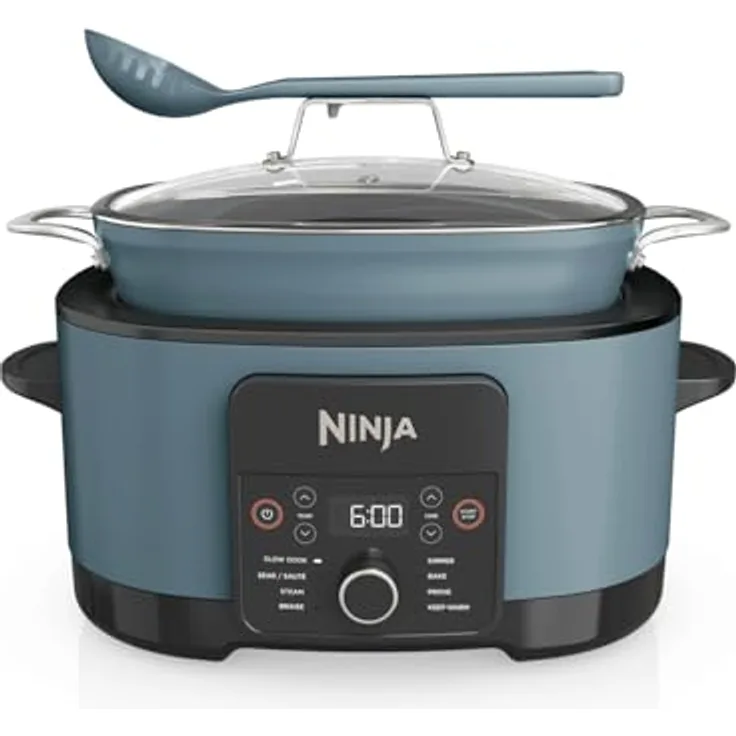 Ninja Foodi PossibleCooker MC1001EU, 8-in-1 Digitaler Multikocher mit 8 l Fassungsvermögen, Schongarer, Dämpfen, Anbraten, Backen, Meersalzgrau