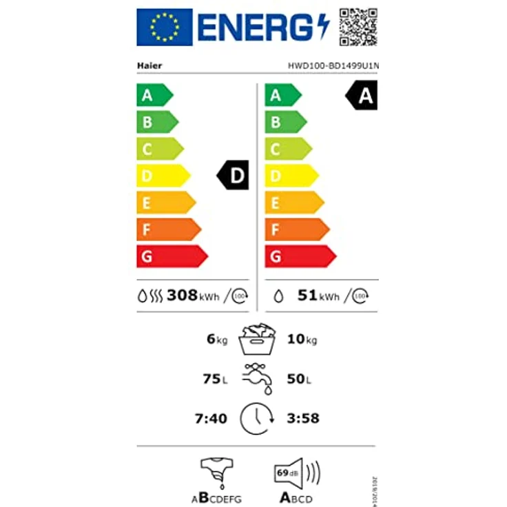 Haier HWD100-BD1499U1N, Waschtrockner, Schwarz, Weiss – Bild 10