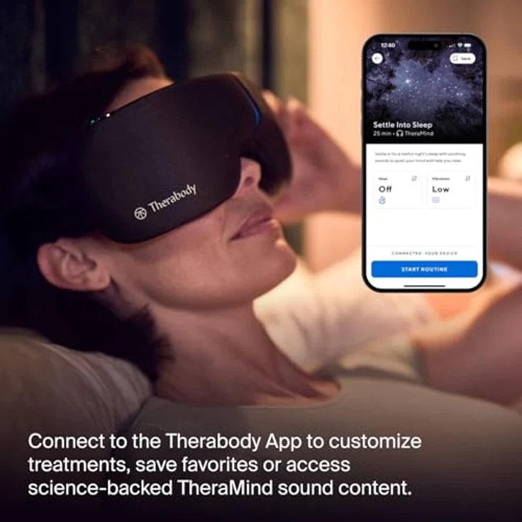 Therabody Gesichtsmassagegerät SmartGoggles 2.0, Augenmassage, Vibration, Massage, Wärme, lindert Kopfschmerzen, verbessert die Schlafqualität, App-Steuerung – Bild 6