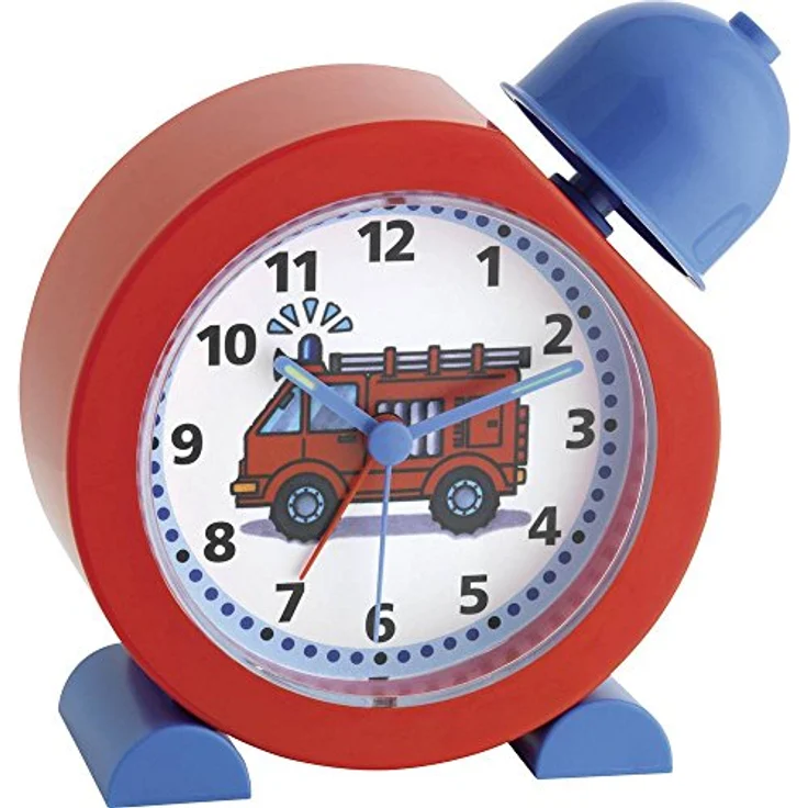 TFA Dostmann Analoger Kinderwecker TatüTata 60.1011.05, Feuerwehr Uhr mit Sirenenton, rot, stoßsicher, L158 x B68 x H173 mm – Bild 1