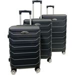 Nicomar 3-teiliges Trolley-Kofferset ABS mit 360° Leichtlauf-Doppelrollen und Zahlenschloss, schwarz