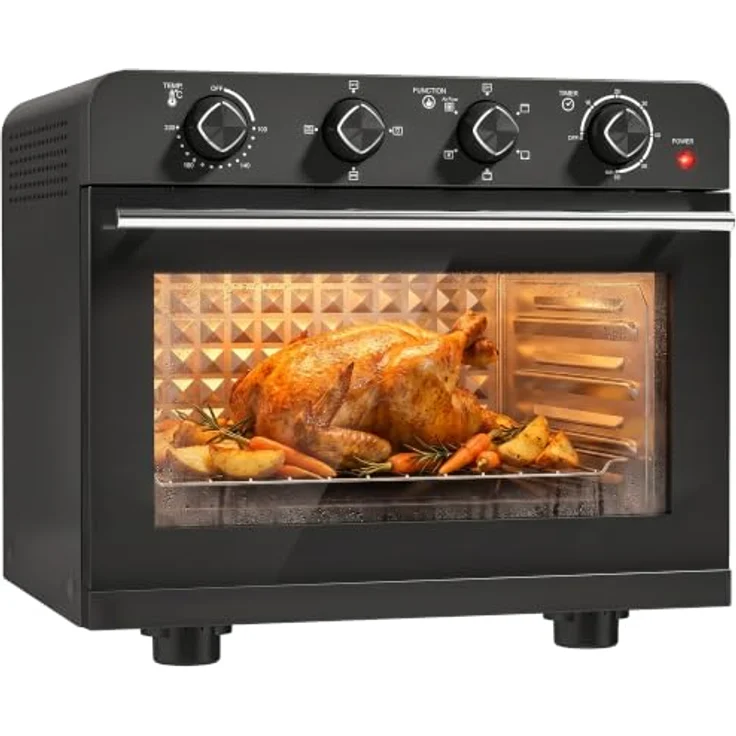 HOMCOM 36L Heißluftfritteuse Mini Backofen mit Umluft, Backblech, Rost, 1800 W, für Familienportionen – Bild 1
