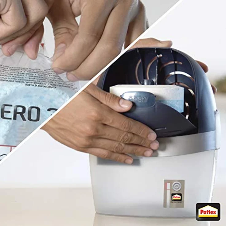 Pattex AERO 360° Neutral Tabs Nachfüllpack, reduzieren Feuchtigkeit und schlechte Gerüche, Nachfülltabs für den Luftentfeuchter AERO 360°, 2er-Pack (2x450g) – Bild 4