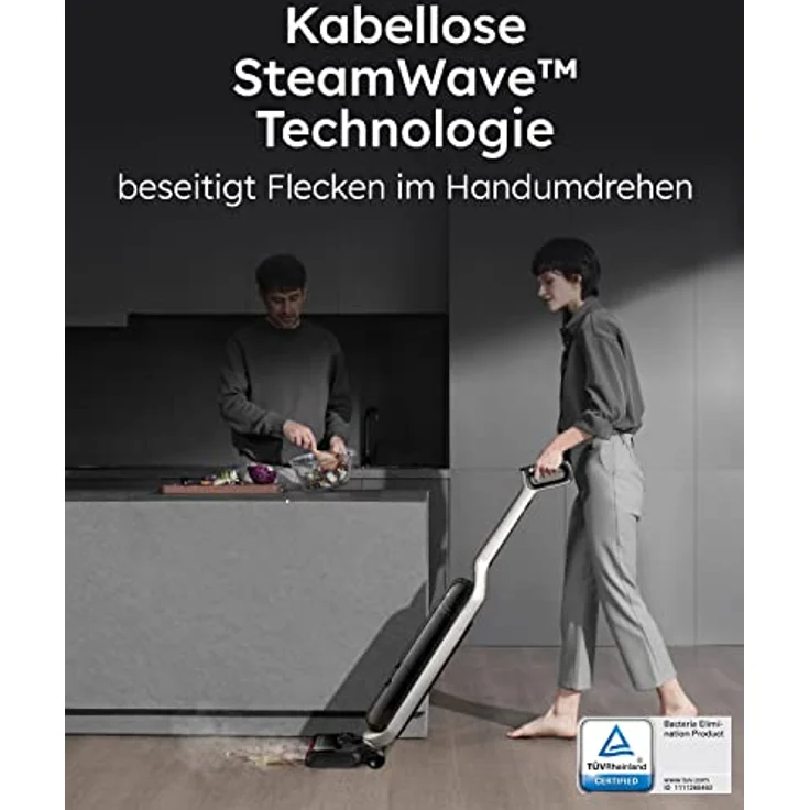 eufy MACH V1 Ultra, Kabelloser All-in-One Stabstaubsauger mit Dampfwischer, SteamWave™, Always-Clean Mop™, 3-fache Selbstreinigung, Eco-Clean Ozon, Tesla Valve Mixing, Jetblades™ Kinder und Haustiere – Bild 3