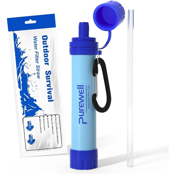 Purewell Trinkwasserfilter 0,01 μm Ultrafeinfilter, 1500 Liter Kapazität, tragbar für Outdoor & Survival