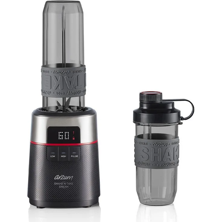 Arzum AR1148 Shake'N Take Personal Blender 500W Leistung, 2 Behälter (570 ml und 400 ml), Trinkdeckel