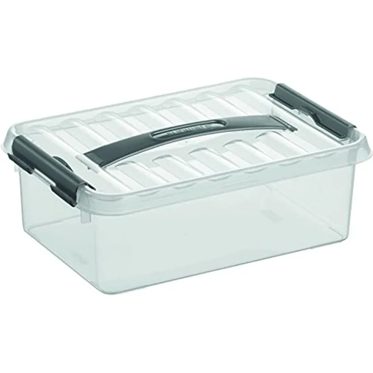 sunware by Helit H6160002 - Aufbewahrungsbox „the q-line“, 4 Liter, mit Deckel, transparent, 1 Stück