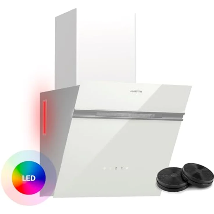 Klarstein Alina Dunstabzugshaube – 540 m³/h, Touch-Bedienfeld, LED-Beleuchtung, Energieeffizienzklasse A, 3 Leistungsstufen, Umluftbetrieb, Schwarz, Wandhaube – Bild 1