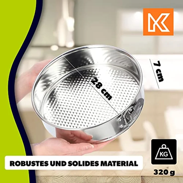 KADAX Tortenform, rund, Ø 28cm, verzinktes Blech mit Antihaftbeschichtung, auslaufsicher, Silber – Bild 3