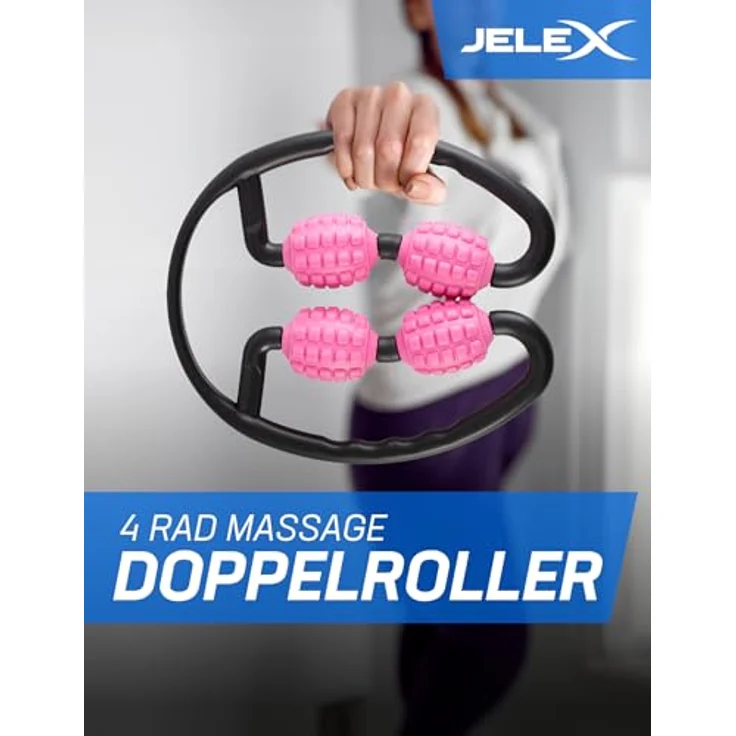 JELEX Massageroller JELEX Massage 4 Rad Massage-Doppelroller, 4 Rollen mit insgesamt 200 Massageknötchen, Polypropylen, fördert Durchblutung und reduziert Schwellungen – Bild 2