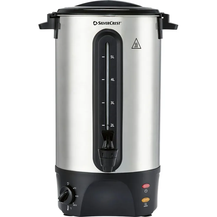 Silvercrest Heißgetränkeautomat SHGA 1300, 6,6 Liter für Glühwein, Tee und Wasser mit Temperaturregler und Zapfhahn