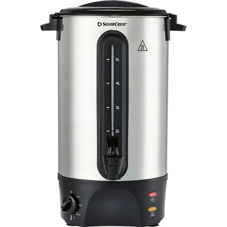 Silvercrest Heißgetränkeautomat SHGA 1300, 6,6 Liter für Glühwein, Tee und Wasser mit Temperaturregler und Zapfhahn