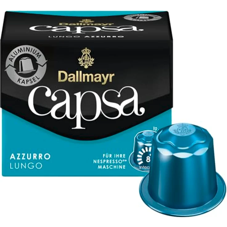 Dallmayr Capsa Lungo Azzurro, Nespresso Kompatibel Kapsel, Kaffeekapsel, Röstkaffee, Kaffee, 10 Kapseln, 56 g – Bild 2