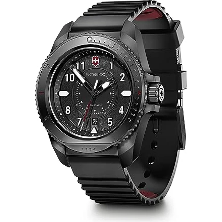 Victorinox Herren Armbanduhr Journey 1884 Ø 43 mm, Swiss Made, Wasserdicht bis 200 m, Kautschuk-Armband, Schwarz – Bild 1