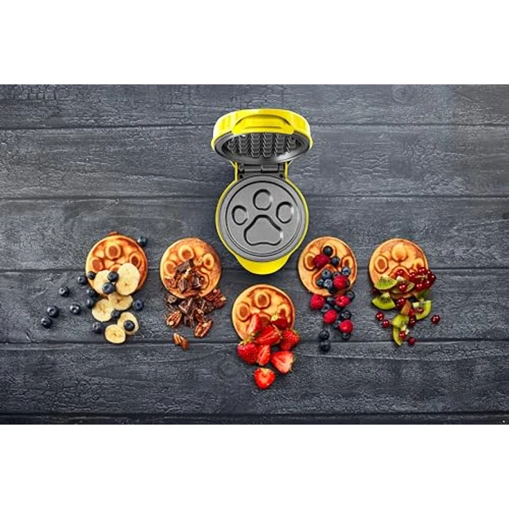 Bestron Paw Patrol Mini Waffeleisen, Mini-Waffeleisen im einzigartigen Paw Patrol Design, Ø 10cm, Gelb – Bild 3