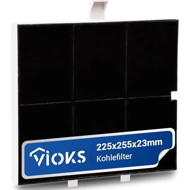 VIOKS Kohlefilter Dunstabzugshaube 255x225x23mm Ersatz für Balay 00361047 361047 FKS170BSH DHZ5136 LZ51351 Z5117X - Aktivkohlefilter mit Einkerbung, passend für Viva, Neff, Constructa - schwarz