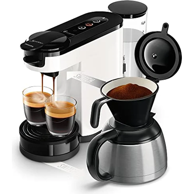 Philips Senseo Switch HD6592/05, 2 in 1 Kaffeemaschine mit Edelstahl-Isolierkanne, 1 Liter Wassertank, Crema Plus, bis zu 7 Tassen – Bild 1
