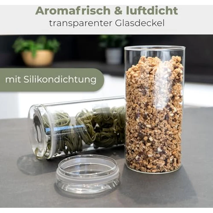 Classbach® Vorratsdosen 4er Set, luftdicht mit Deckel, 1300 ml, BPA frei, inkl. Aufkleber und Stift, ideal für Küche und Bad, C-VD 4028 – Bild 2