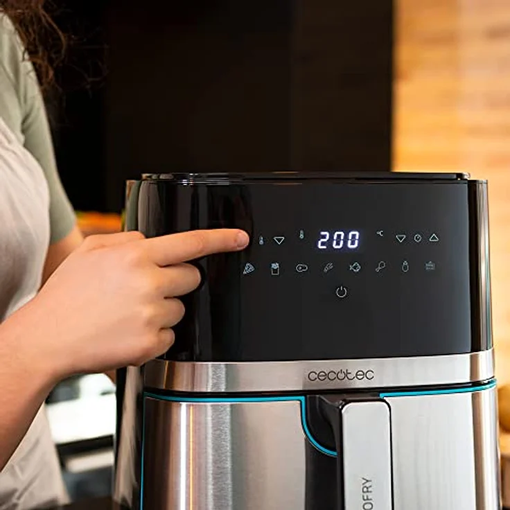 Cecotec Heißluftfritteuse 5,5 L Cecofry Full Inox 5500. 1600 W, Kompaktes und Digitale, Diät-Fritteuse, Edelstahlausführung, ölfrei, PerfectCook-Technologie, Thermostat, 8 Modi – Bild 5