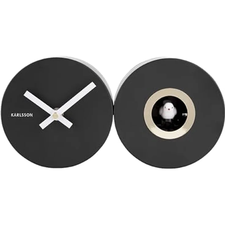 Karlsson Kuckucksuhr Duo Cuckoo, moderne Wanduhren aus Stahl, schwarz, Ø 26cm, AA-Batterie erforderlich – Bild 4