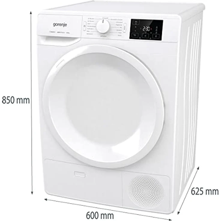 Gorenje DNE 8B Kondenstrockner, 8 kg, LED Display, Made in EU, 16 Programme, Nature Dry, Sportprogramm, Startvorwahl, weiß – Bild 3