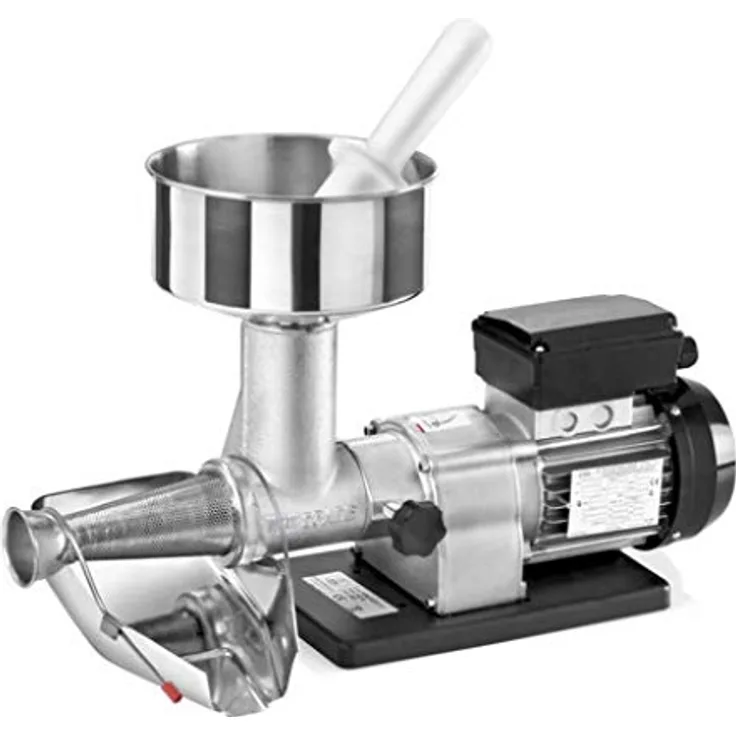 TRE SPADE Elektrische Tomatenpresse Nr. 3, Gusseisen-Gehäuse, Edelstahlfilter, 300 W Leistung