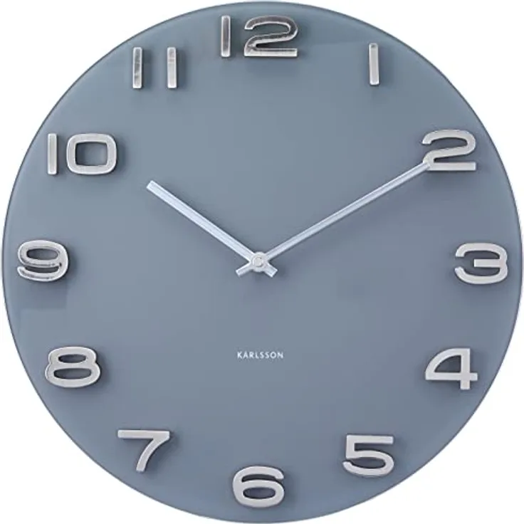 Karlsson Wanduhr Vintage Glas rund grau KA5489GY 35cm