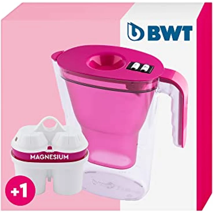 BWT Wasserfilter Vida Rosa 2,6L | Filter mit 1 Magnesium Filterkartusche | Wasserfilter Trinkwasser | Für Speisen & Getränke | Filtert Kalk, Chlor, Blei & Kupfer – Bild 1