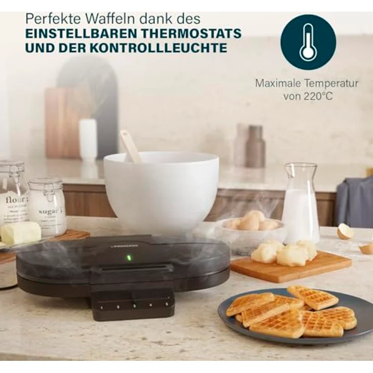 Princess Herzförmiges Waffeleisen, 10 Waffeln pro Backvorgang, 1200W, Thermostat, Antihaftbeschichtung, Cool-Touch-Griffe, Überhitzungsschutz, Vertikale Lagerung, Schwarz – Bild 5