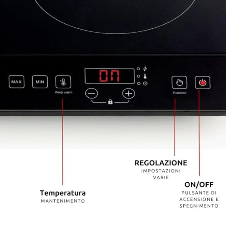Ariete 1998 Tragbare Doppel-Induktionsplatte, Glaskeramik, 2000 W + 1500 W, 10+8 Leistungsstufen, Timer bis zu 4 Stunden, Kindersicherung, Schwarz – Bild 2
