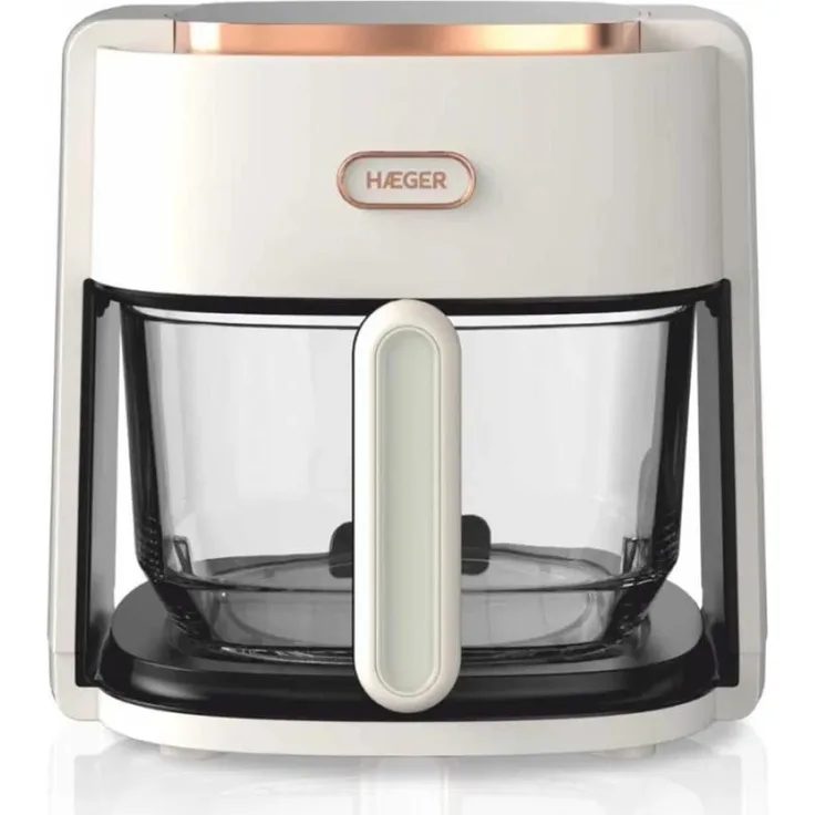 Haeger Air Glass Heißluftfritteuse, 4,5 l, 1200 Watt, Temperatur 60 °C - 200 °C, Touch-Steuerung, transparentes Design