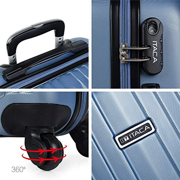 ITACA - Koffer Klein Handgepäck - Handgepäck Koffer 4 Rollen - Koffer Handgepäck 55x40x20 Leicht und Robust - Reisekoffer Klein aus Hochwertigen Materialien T71550, Saphirblau – Bild 3