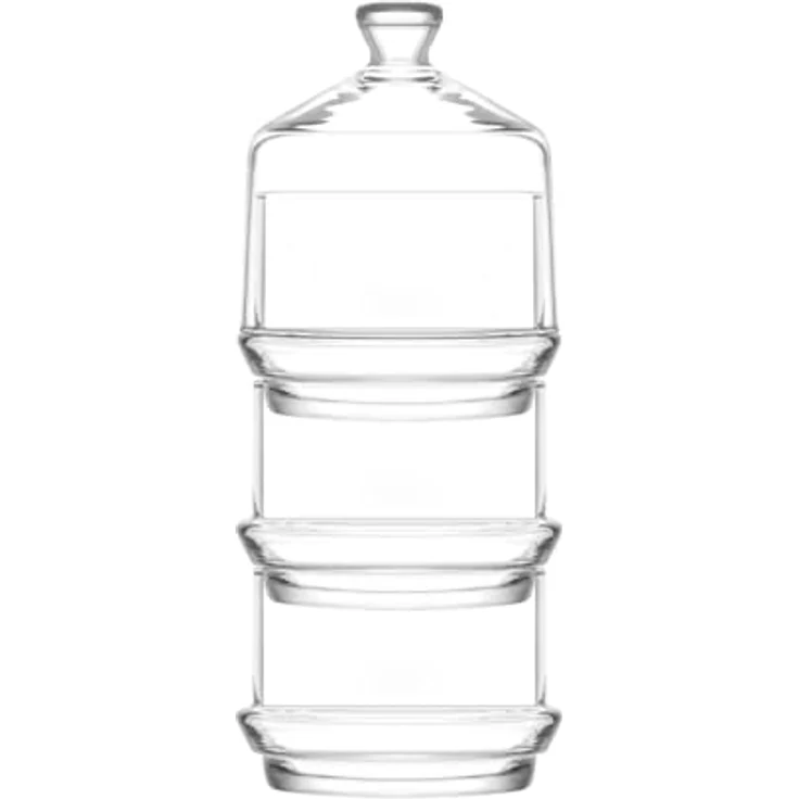LAV Berry Stapelbare Glasdose für Süßigkeiten, 3 Ebenen, transparent, 23 x 9 cm, 710 ml – Bild 1