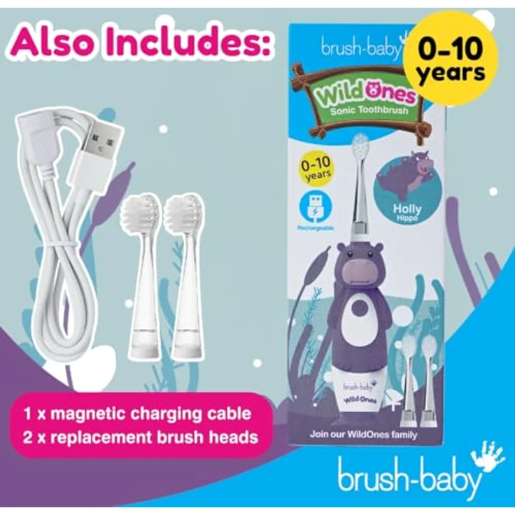 Brush-Baby, Elektrische Zahnbürste, WildOne mit mehrfarbigen Blinklichtern – Bild 3