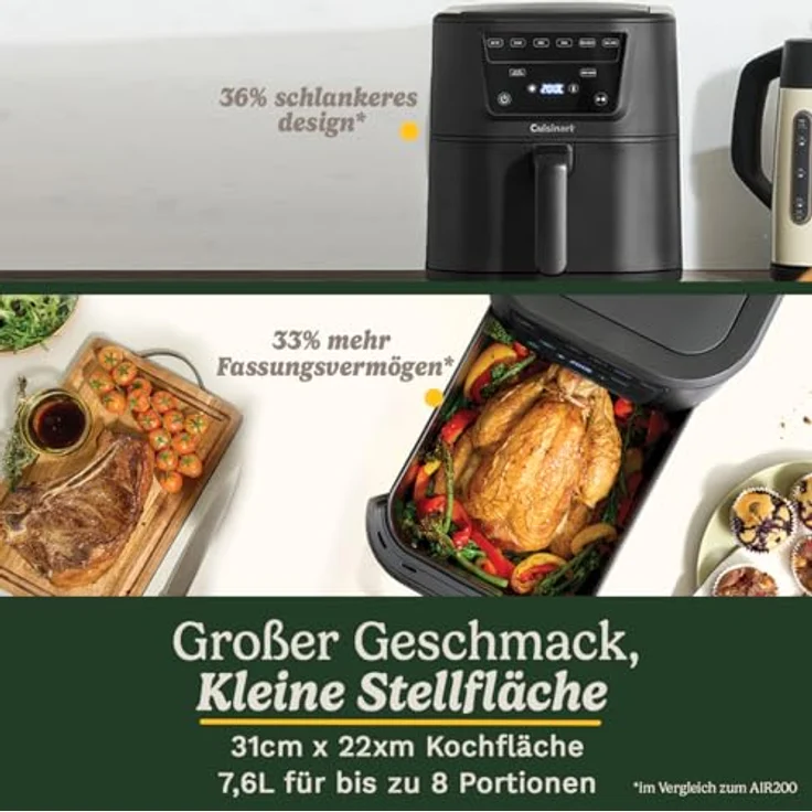 Cuisinart XL 7,6L Heißluftfritteuse 7-in-1, PFAS-frei, spülmaschinenfest, 2000 W, für Frittieren, Braten, Grillen, Backen, Dörren, Max Crisp und Warmhalten – Bild 2