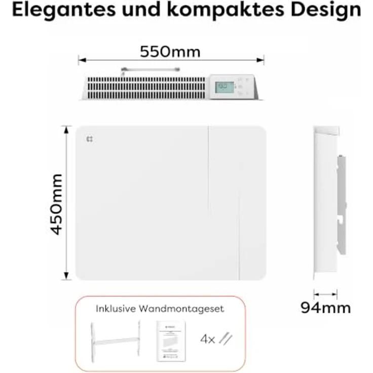 CIARRA CBHTD10A-W, Elektrischer Keramik Heizkörper 1000 W mit PID-Thermostat und WLAN-Steuerung für 10-15 m² – Bild 7