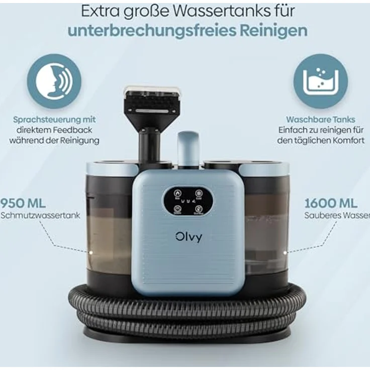Olvy Waschsauger Teppichreiniger mit 1650W Leistung, 100°C Heißdampf und umfangreichem Zubehörset – Bild 3