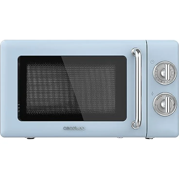 Cecotec Proclean 3010 Mechanische Mikrowelle 20 L Retro Blue 700 W in 6 Stufen, Timer bis zu 30 Minuten, Auftaumodus, Vintage-Design in Blau, Stahl-Finish