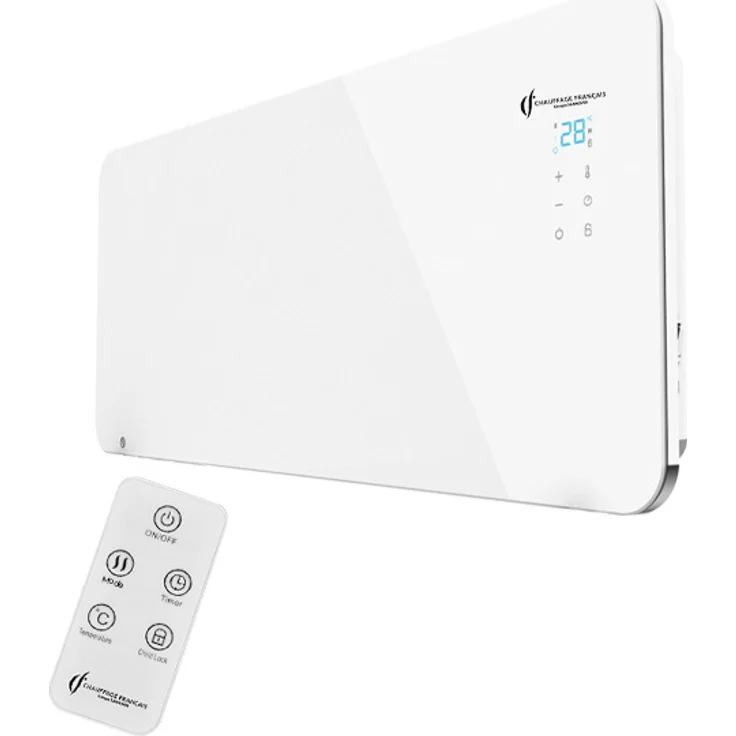 Sannover Sorimo Glasheizkörper 2000 W, eleganter elektrischer Wandheizkörper mit Touch-LED-Panel und Timer, Weiß