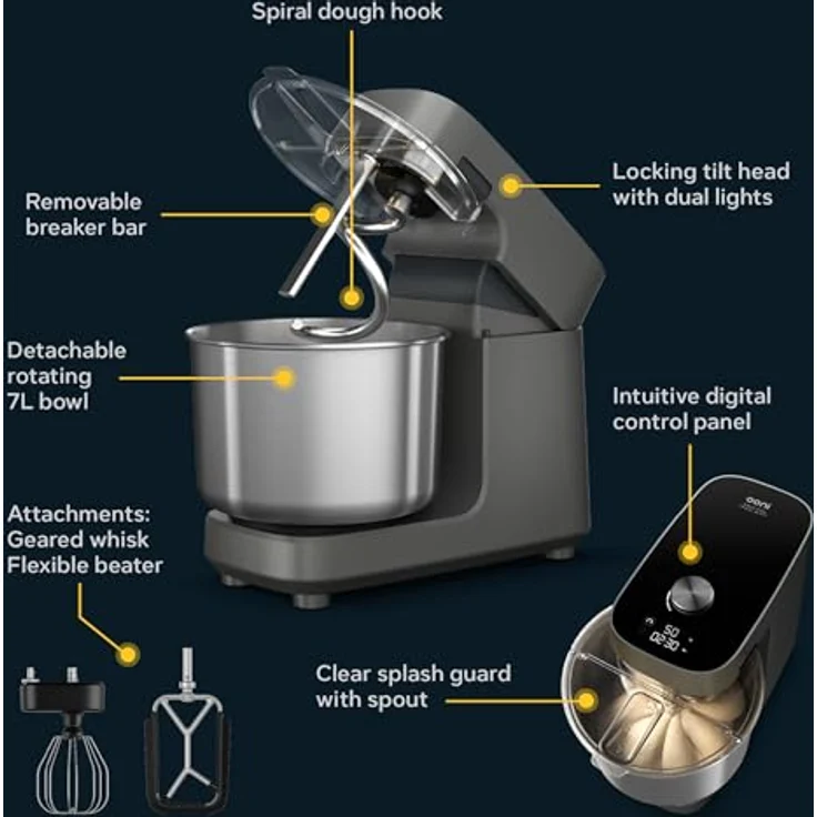 Ooni Halo Pro Spiralmixer Polar-Weiß – Profi-Teigqualität für Zuhause, hohe Kapazität, knetet, rührt und schlägt – Bild 5