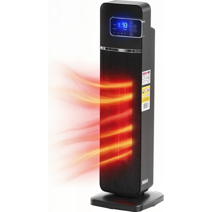 HECHT Keramik Heizlüfter 3613, 2 Heizstufen bis 2000 W, digitale Steuerung, Oszillation, für Räume bis 20 m²