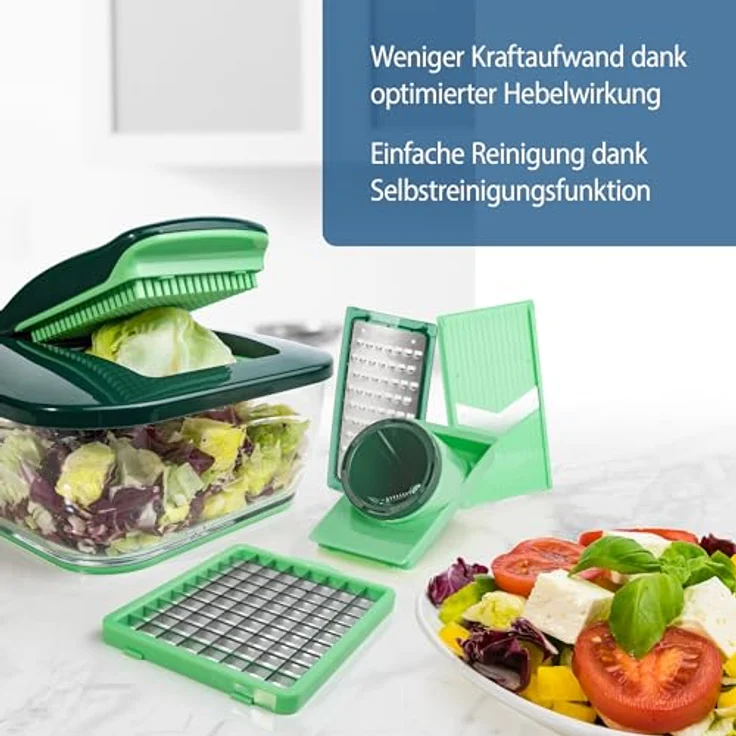 Genius Nicer Dicer Chef (15 Teile) | Obstschneider, Gemüseschneider, Zwiebelschneider, Zerkleinerer, Gemüsehobel, Mandoline – Bild 4