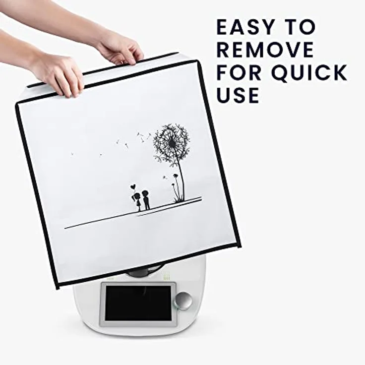 kwmobile Hülle kompatibel mit Thermomix TM5 / TM6 - Küchenmaschine Abdeckhaube - in Schwarz Weiß Pusteblume Love – Bild 3