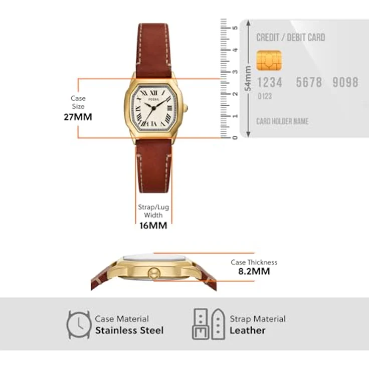 Fossil Damen Analog Quarz Uhr mit Leder Armband ES5364, 27mm Gehäuse, Braunes Lederband, Wasserdicht bis 30m – Bild 5