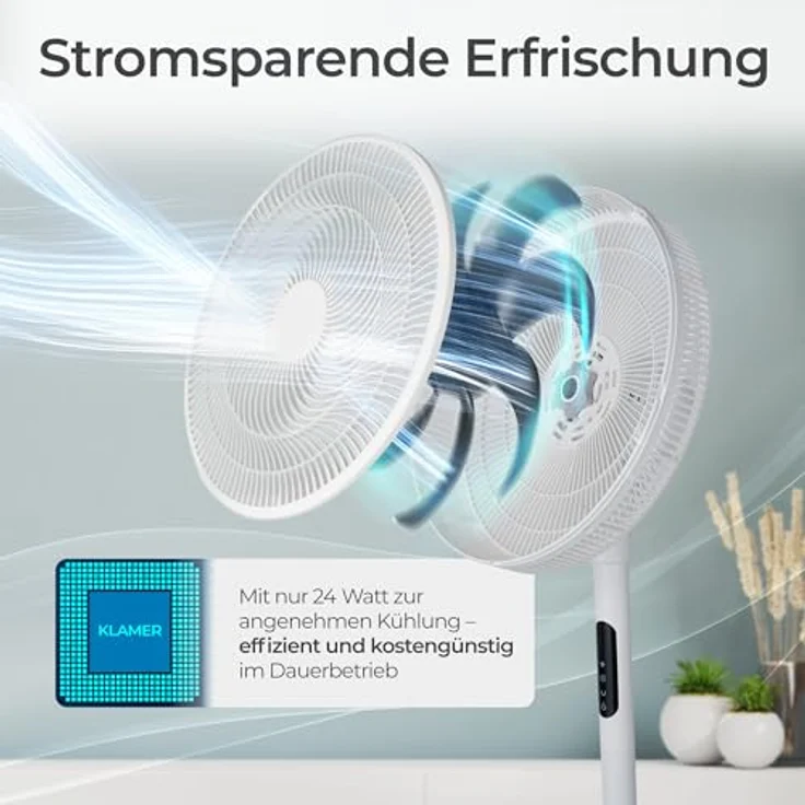 KLAMER Standventilator leise mit Fernbedienung, 12 Geschwindigkeiten, 3 Modi, 85° Oszillation, 8h Timer – Bild 7