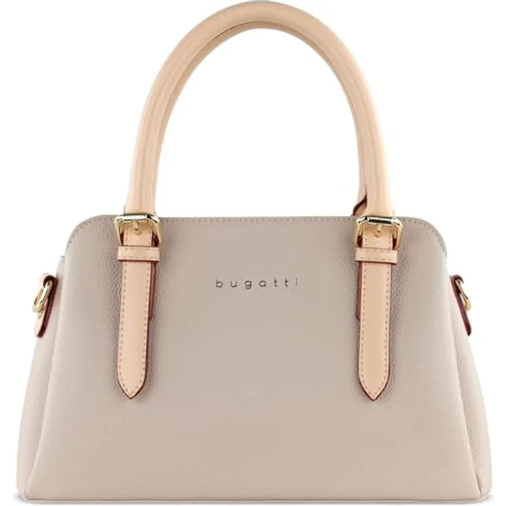 Bugatti Handtasche ELLA, Beige, dreigeteiltes Hauptfach, abnehmbarer Schultergurt, 1 Innensteckfach, 1 Reißverschlussfach