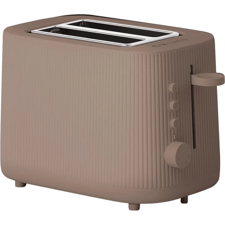 CHiATO toastPLAY Groove 2-Scheiben-Toaster mit 6-stufiger Röstgradregelung und Hochhubhebel – Graubraun