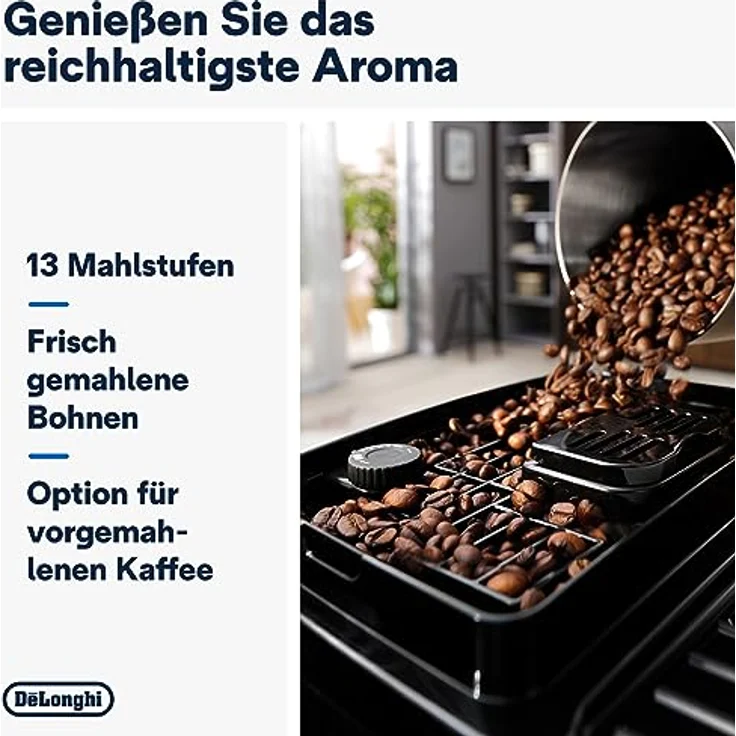 De'Longhi Magnifica Start ECAM222.60.BG, Kaffeevollautomat mit LatteCrema-Milchsystem für Automatischen Cappuccino, 4-Direktwahl-Tasten, Soft-Touch-Bedienfeld, x2-Funktion, 1450W, Schwarz/Grau – Bild 3