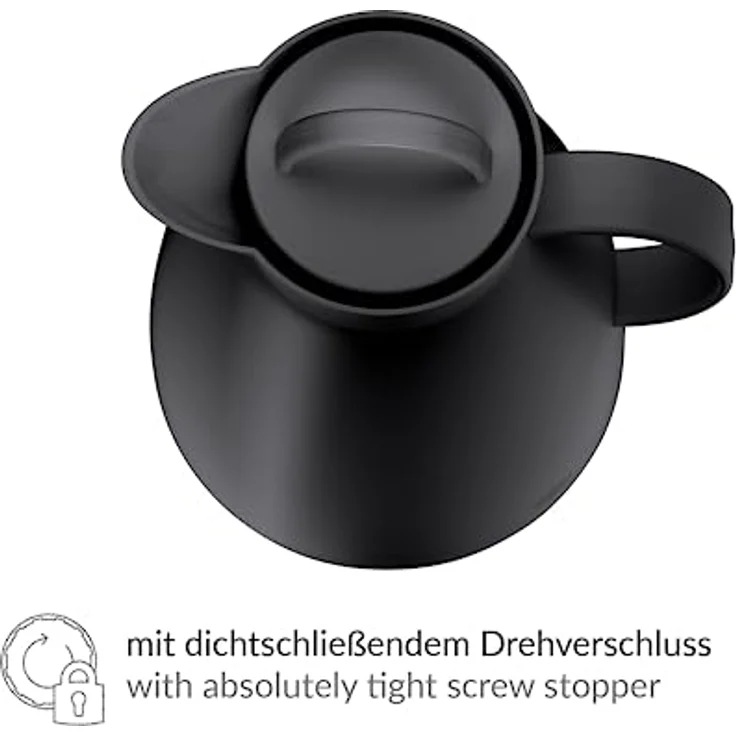 alfi 0935.020.100 Isolierkanne Dan, Kunststoff gefrostet Schwarz 1,0 l, 12 Stunden heiß, 24 Stunden kalt – Bild 4