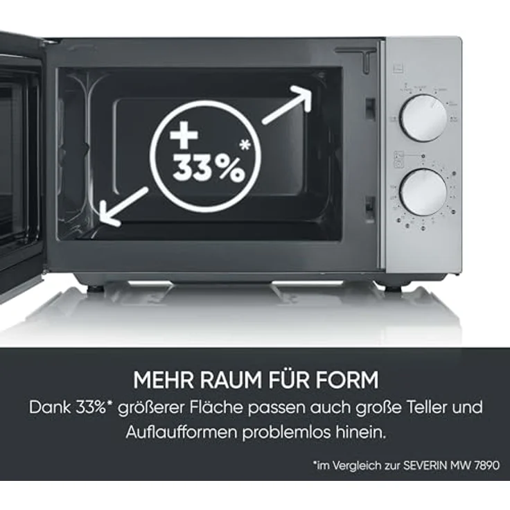 SEVERIN Solo Mikrowelle MW 9184, mikrowellengeeignet ohne Drehteller, einfache Bedienung mit zwei Drehreglern – Bild 3